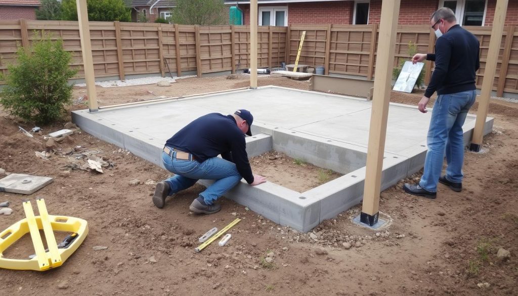 Installatie van een carport fundament in Genk