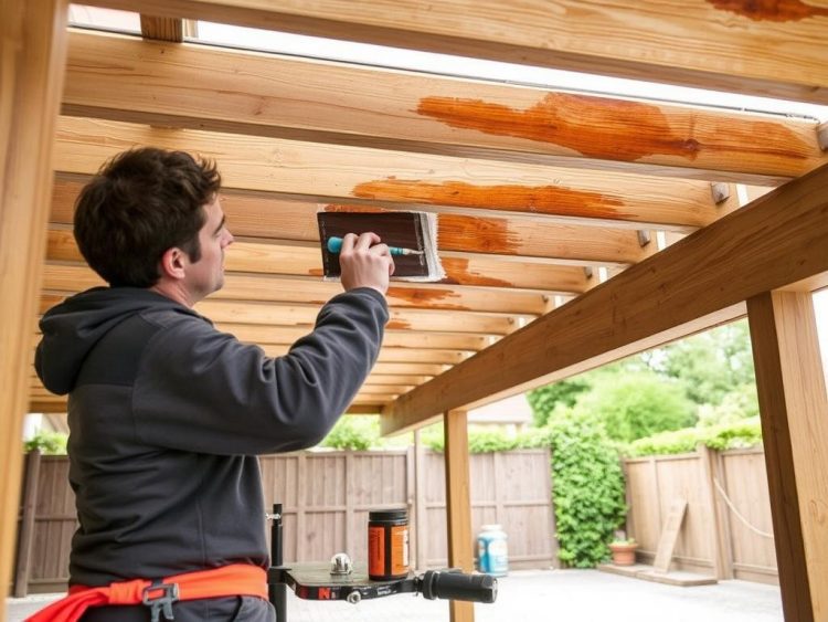 Onderhoud van een houten carport in Genk