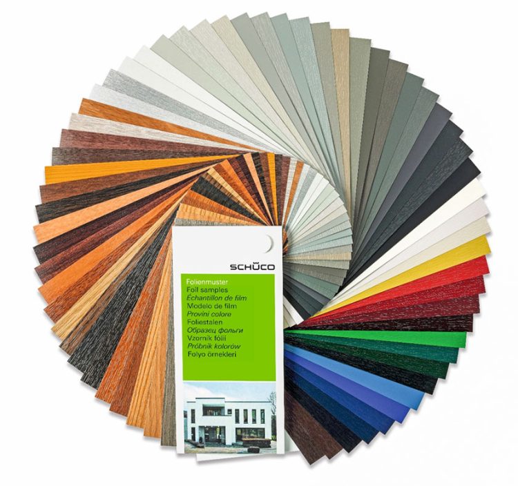 Colorful samples of PVC window finishes