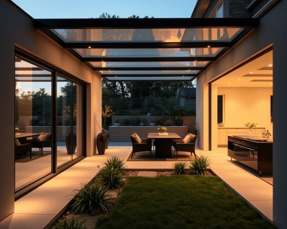 Glazen schuifwand terras Maastricht en Stein