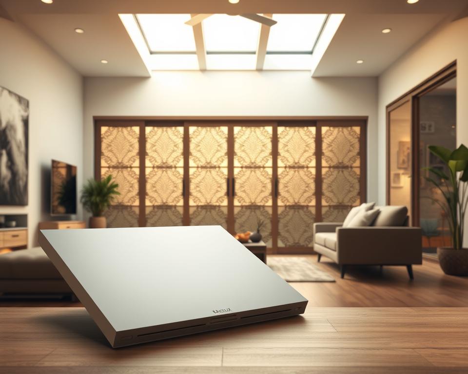 A cozy, well-lit interior of a modern home showcases a stunning array of RADOLUX glazed sliding doors. In the foreground, a sleek, minimalist ramen design with clean lines and a muted color palette commands attention. The middle ground features an assortment of textured ramen, each with its unique design and style, creating a visually appealing composition. The background gently fades into a soft, warm ambiance, highlighting the seamless integration of the ramen into the overall living space. The scene exudes a sense of refined elegance, with careful attention to lighting and perspective to accentuate the high-quality craftsmanship of the RADOLUX products.