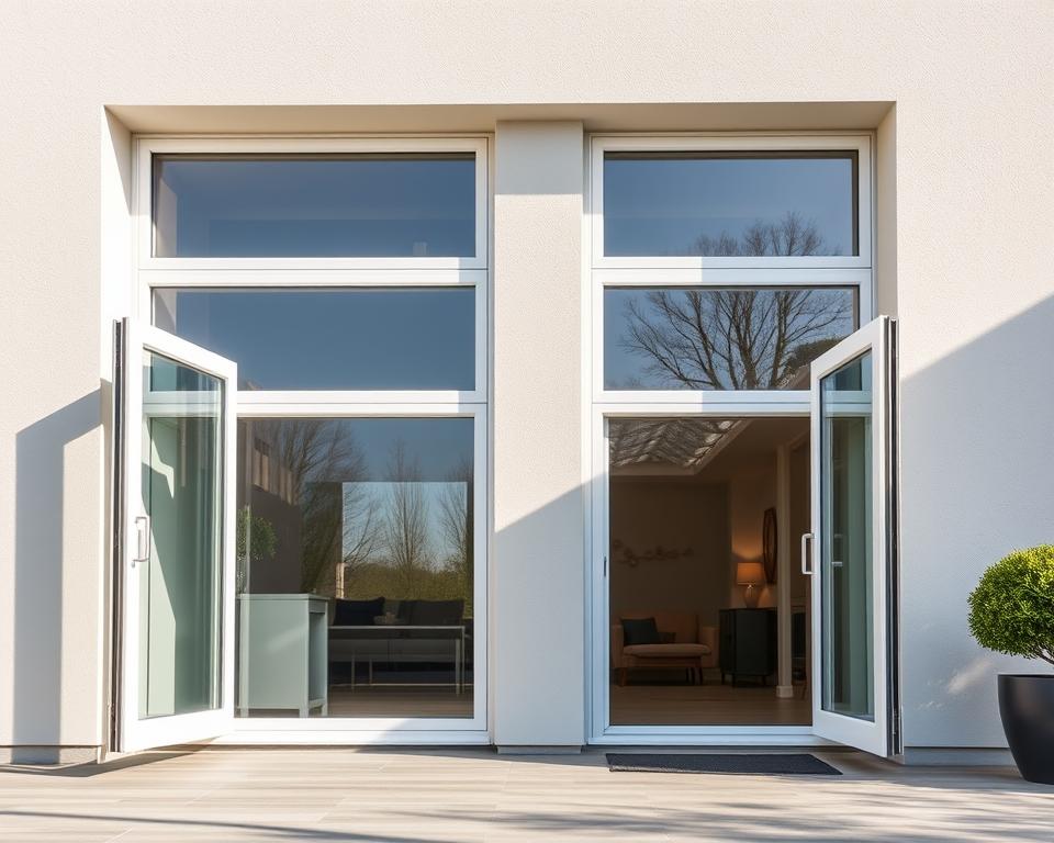 Genereer een afbeelding van PVC ramen en deuren in een moderne woning