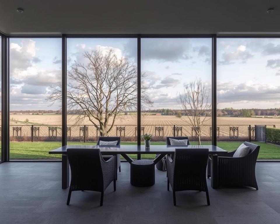 Geniet van een onbelemmerd uitzicht met onze helder glazen schuifwanden voor buiten in Heerlen.