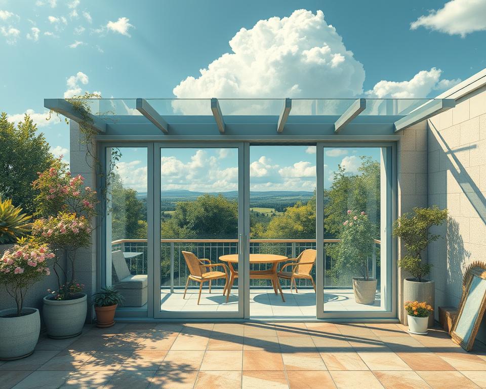 Glazen schuifwand terrasoverkapping