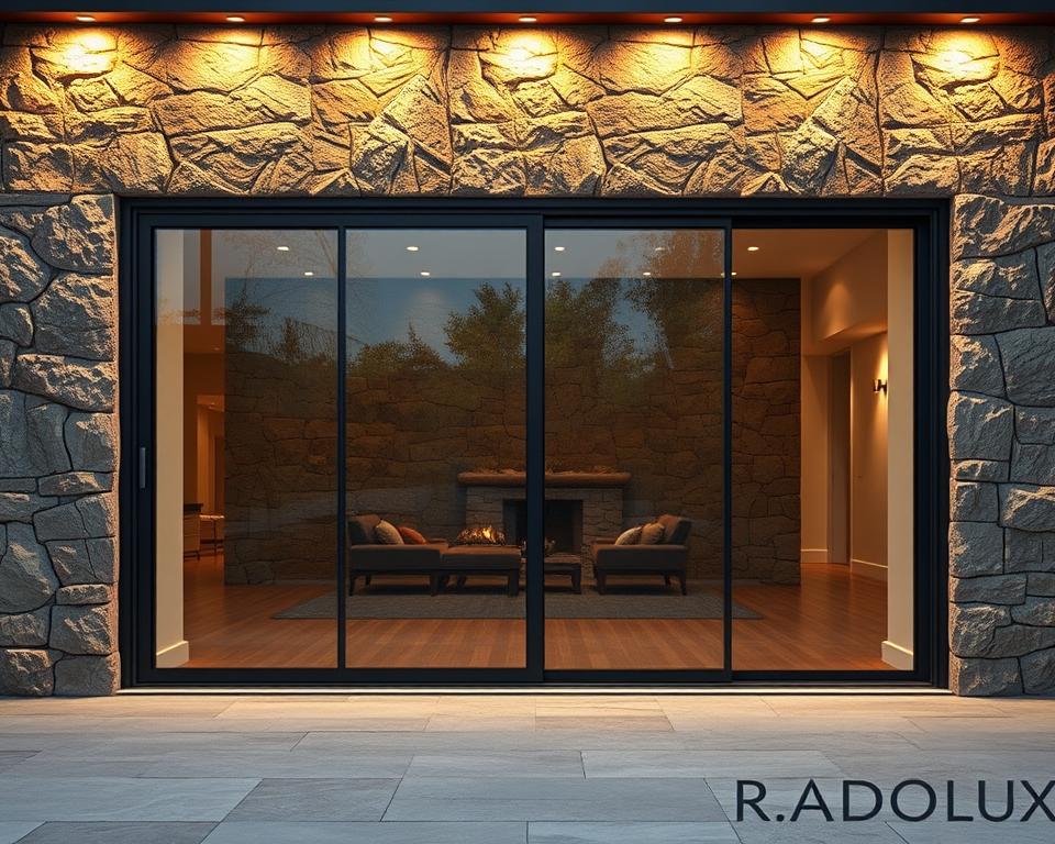 glazen schuifwanden in stein