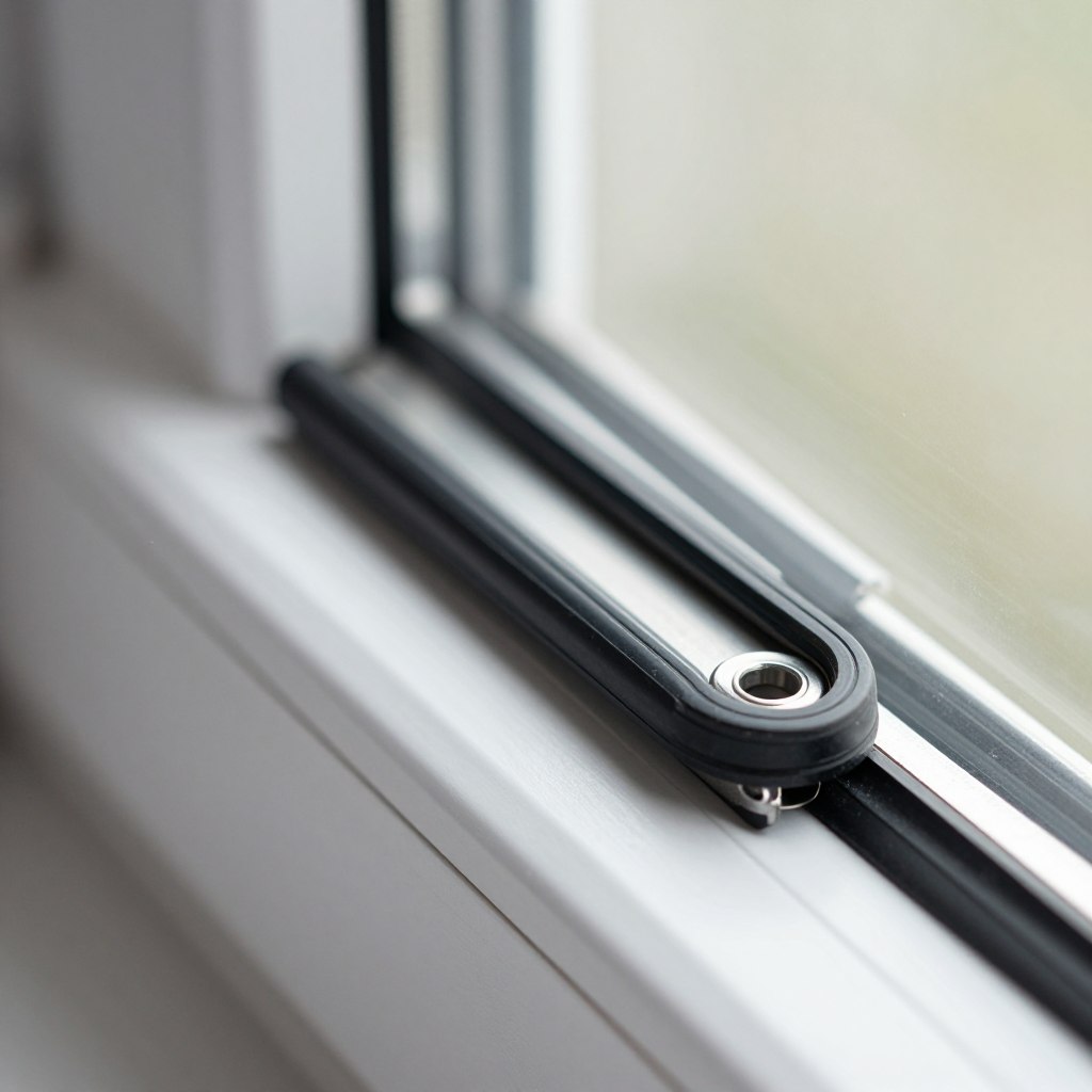 Detail rubber afdichtingen hefschuifraam Aluplast profiel