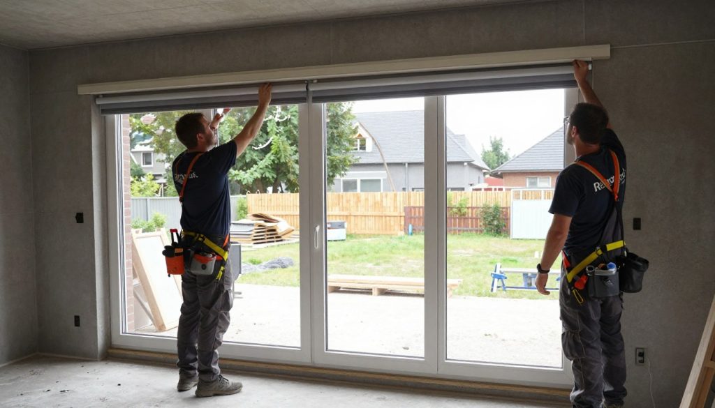 Radolux installatieteam plaatsing hefschuifraam Genk